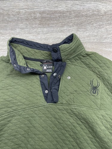 Spyder Jacket Youth Size XL Green Quilted Pullover 1/4 Buttondown - Picture 3 of 4