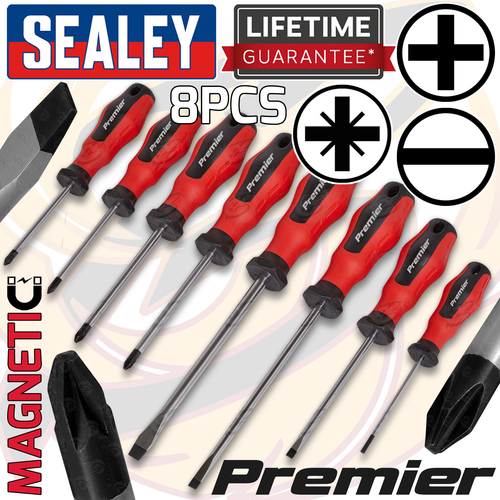 SEALEY Screwdriver Set 8pc Slotted Straight Phillips PH SL PZ