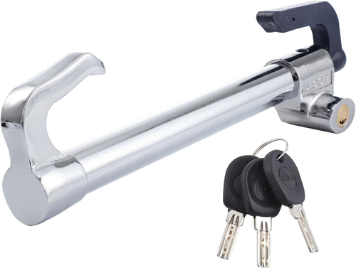 Steering Wheel Brake Lock, Retractable Double Hook Car Clutch Pedal Lock, Anti-T