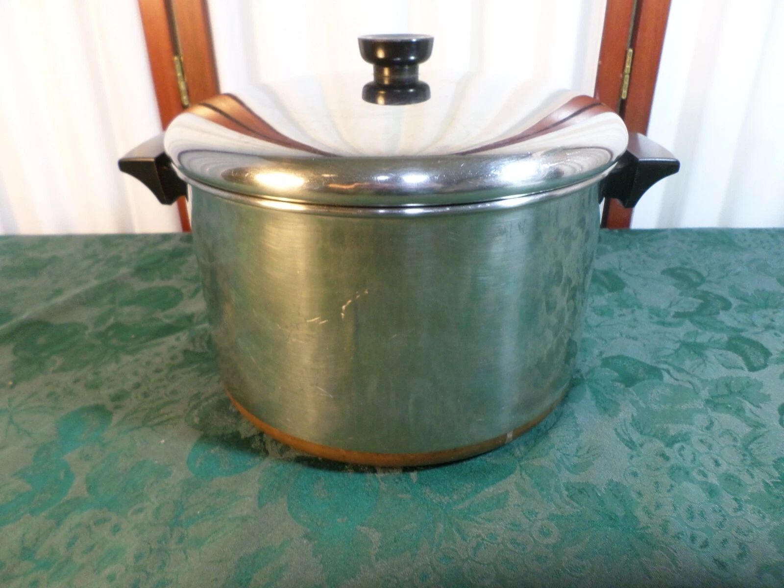 8QT Vintage Revere Ware Double Handled Copper Bottom Stockpot w/Handled Lid