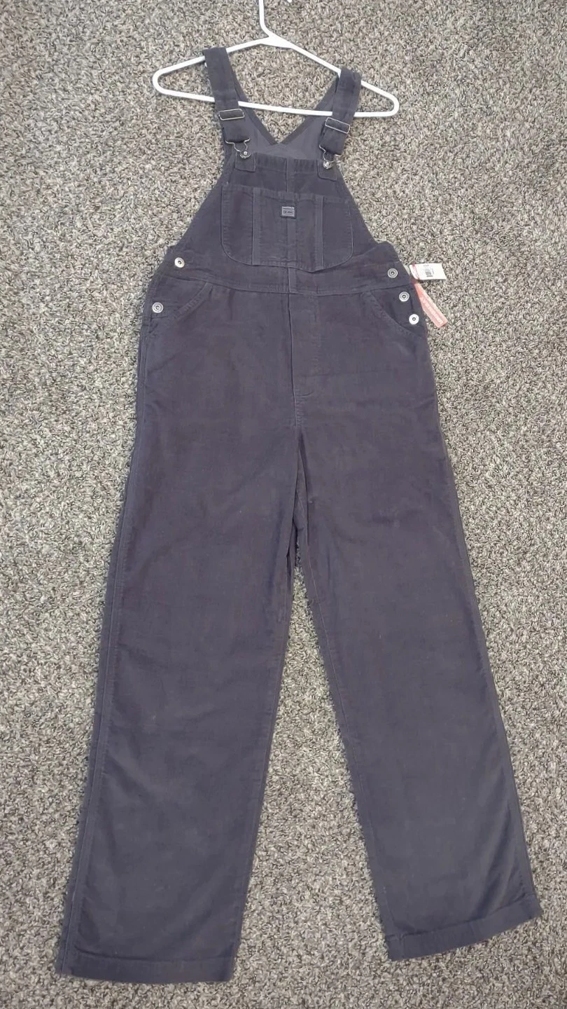 Vintage Women's Union Bay 90's 34 X 29 Corduroy Gray Overalls Dead Stock NWT