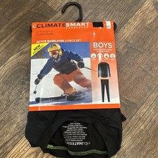 Climate Smart 2 Piece Boys XL Black  Blue Base layer Stretch makers Cuddl Duds