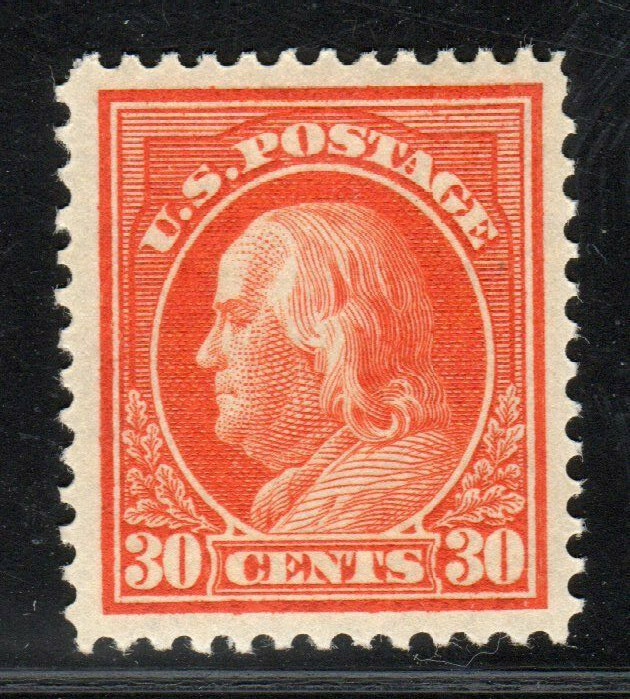 US 1914 SC 420 30c Orange Franklin Perf 12, WMK 190, XF/Superb