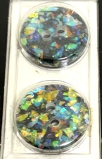 Dill Buttons Card 2 Black w Sequins Confetti Bright Colorful 7/8” Germany Pretty