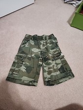 The Childrens Place Boys Green Camo Cargo Shorts with Elastic Waistband Size 10