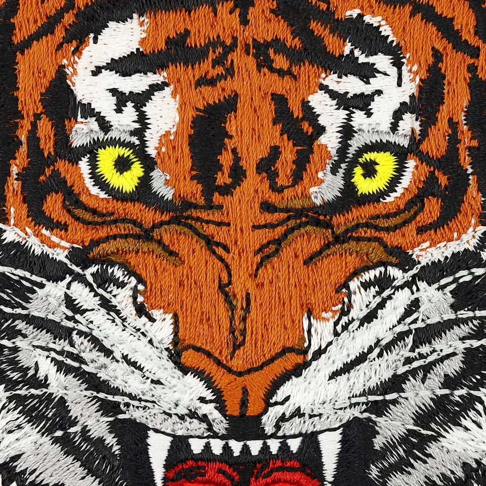 Tigerkopf Aufnäher Tiger Patch Bügelbild brüllender Tiger Sticker 100x95mm - Bild 2 von 4