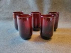 Set of 5 Vintage Anchor Hocking  Ruby Red Juice Glasses. 4" tall