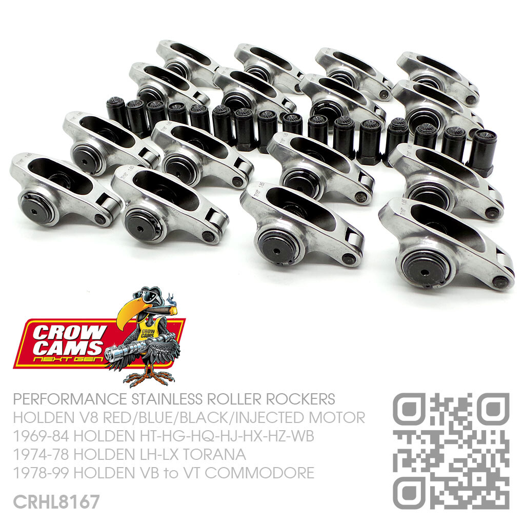 CROW CAMS 7/16" SS ROLLER ROCKERS V8 253 & 308 RED MOTOR [HOLDEN LHLX