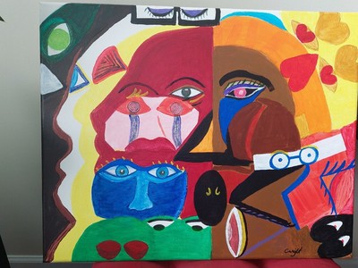 Painting( Abstract) on canvas handpainted Title-Visions 16 X20