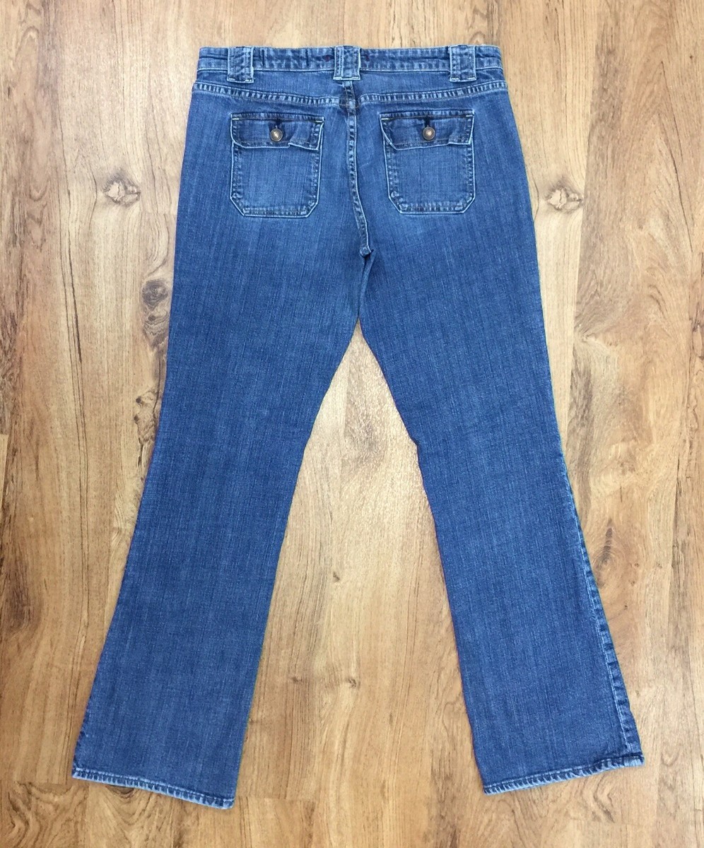 Gap Womens Sz 10 Boot Cut Jeans Light Stretch Button Flap Back