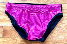 Pro Wrestling Trunks Spandex Electrick Pink W. Back Side Black Sz. 34-36 Medium