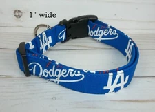 LA DODGERS MLB Terri's Dog Collar custom hand made adjustable baseball fabric