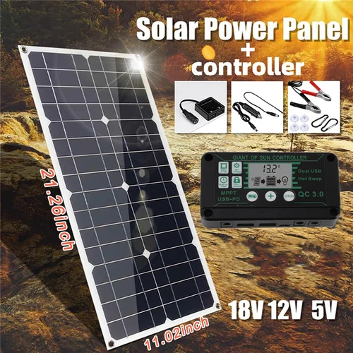 Solarpanel Solarmodul Auto Batterie Ladegerät USB Kit Für Wohnwagen Camp RV Boot