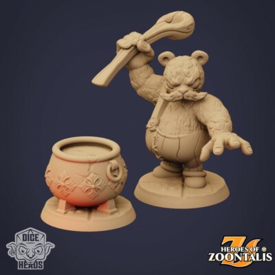 Zwergbär Chef, ZoonTails, D&D, Tabletop, Anthro, Furry, Chibi, RPG