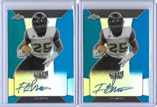 2018 Leaf Metal NFL Draft ITO SMITH Blue Prismatic Auto RC 22/35 Falcons RB