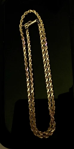 Solid 10KY Gold Diamond Cut Rope Chain Necklace 18 Inch / 3mm 12.8 Grams