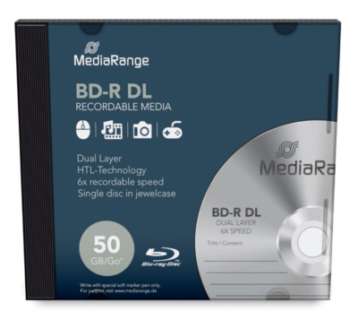 MediaRange  50GB Blu-ray Rohling im JewelCase BD-R DL DoubleLayer 6x Speed Disc