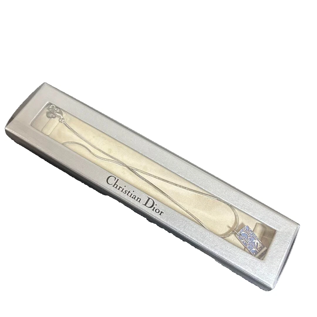 Collana Christian Dior Trotter Plate Argento x Blu Donna