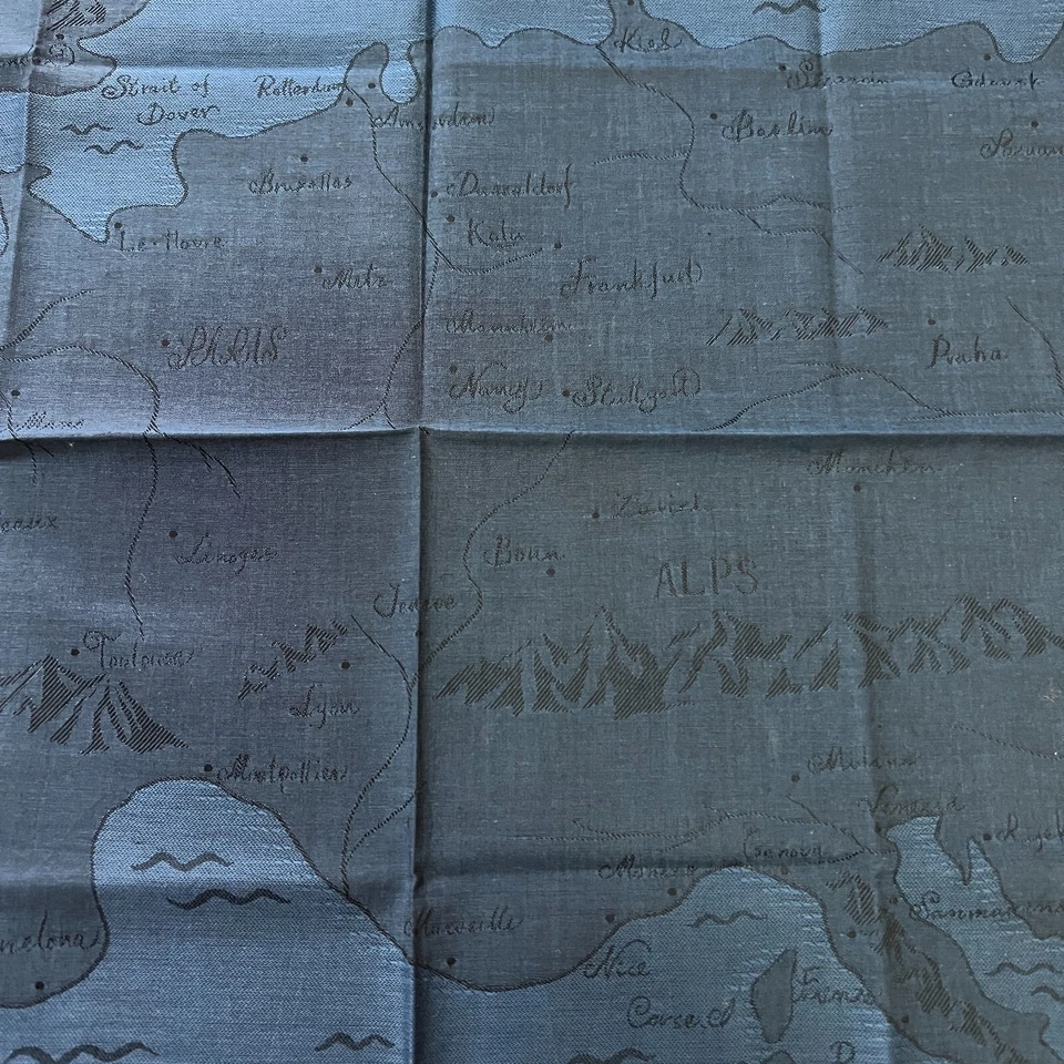 MAPA DE CAMINHADA MASCULINO AZUL LENÇO JAPÃO ALPES ALGODÃO CLÁSSICO VINTAGE BOLSO ARTE QUADRADO 18" #R2 - Imagem 4 de 4