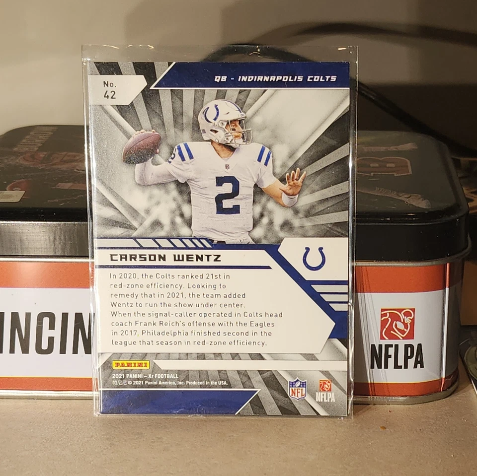 2021 Panini XR Carson Wentz Red Parallel #195/249 Colts - Image 2 of 2