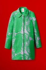 Iris Apfel X H&m Feather Jacquard Weave Green And Purple Coat, Size M Sold Out
