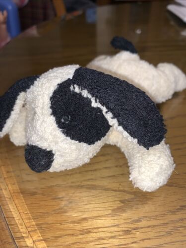 Russ Berrie Luv Pets Ringo Black Cream Puppy Dog Terry Cloth Bean Bag Plush 4166 - Picture 1 of 6