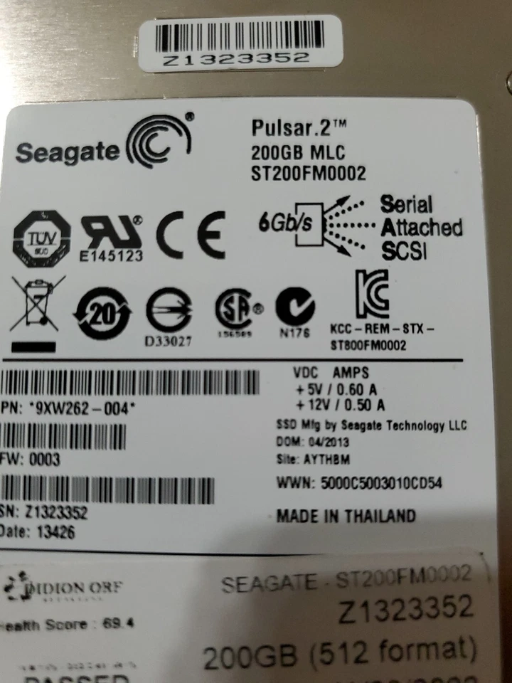 SEAGATE PULSAR.2 200GB 6Gb/s 2.5" SAS MLC SSD ST200FM0002 DELL POWEREDGE - Image 3 of 4