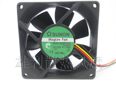 SUNON KDE1208PTV2 12V 1.6W 8cm 8025 3-wire chassis cooling fan