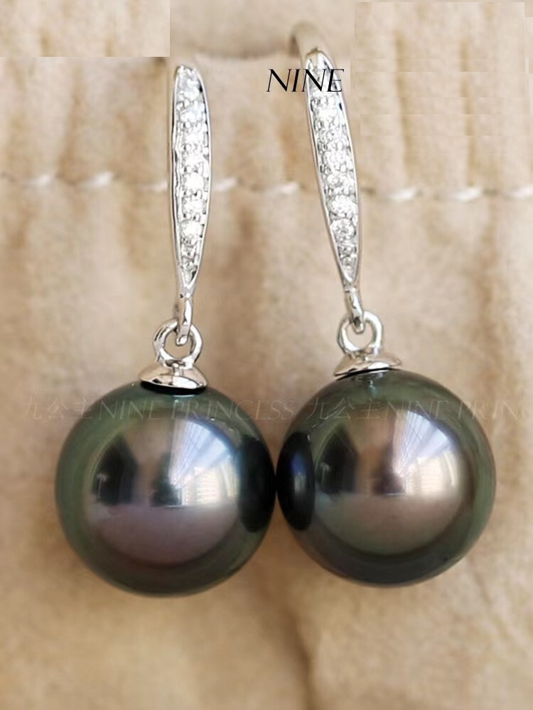 Natural Color Shell Pearl Drop Earrings - 10/12/14mm, Silver Plated Hook, Handmade (Imitation Pearl) 9 thumbnail image