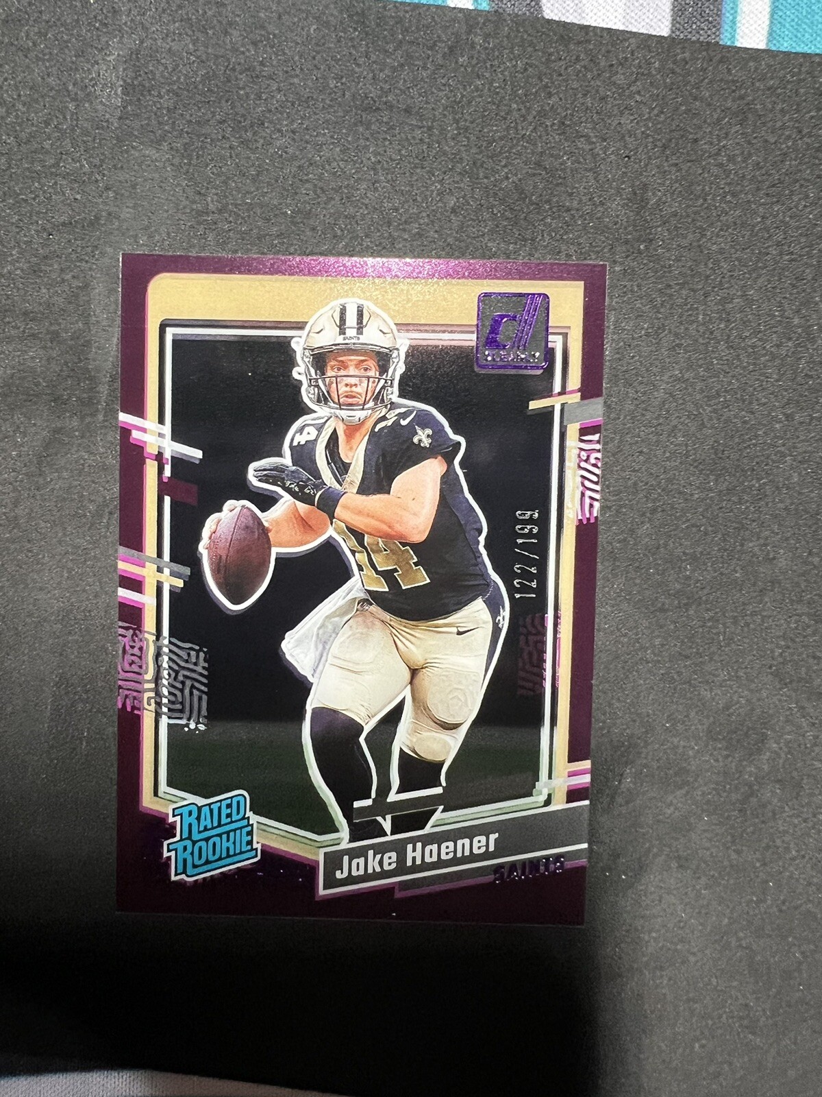 2023 Panini Clearly Donruss - Rated Rookie Purple #63 Jake Haener /199 (RC)