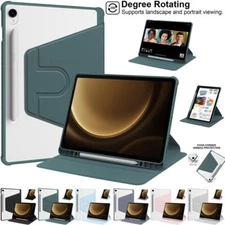 For Samsung Galaxy Tab S7 S8+ S9+ S10 FE Tablet Leather Rotate Stand Case Cover