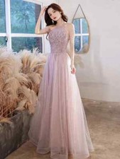 Pink Sequins Beading Halter Length Dress With Tassel Sleeve Prom Evening Gowns