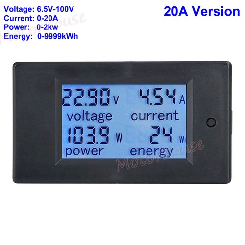 DC 12V 24V 36V 48V LCD Combo Medidor de Voltaje Corriente KWh Vatios Monitor de Batería de Coche - Imagen 10 de 18