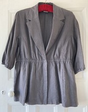 Poetry Grey Linen Jacket Size 18