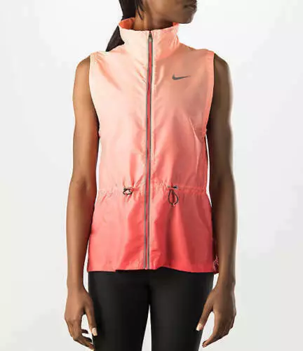 NIKE Coral Gradient Ombre Running Dri Fit Vest Jacket High Neck