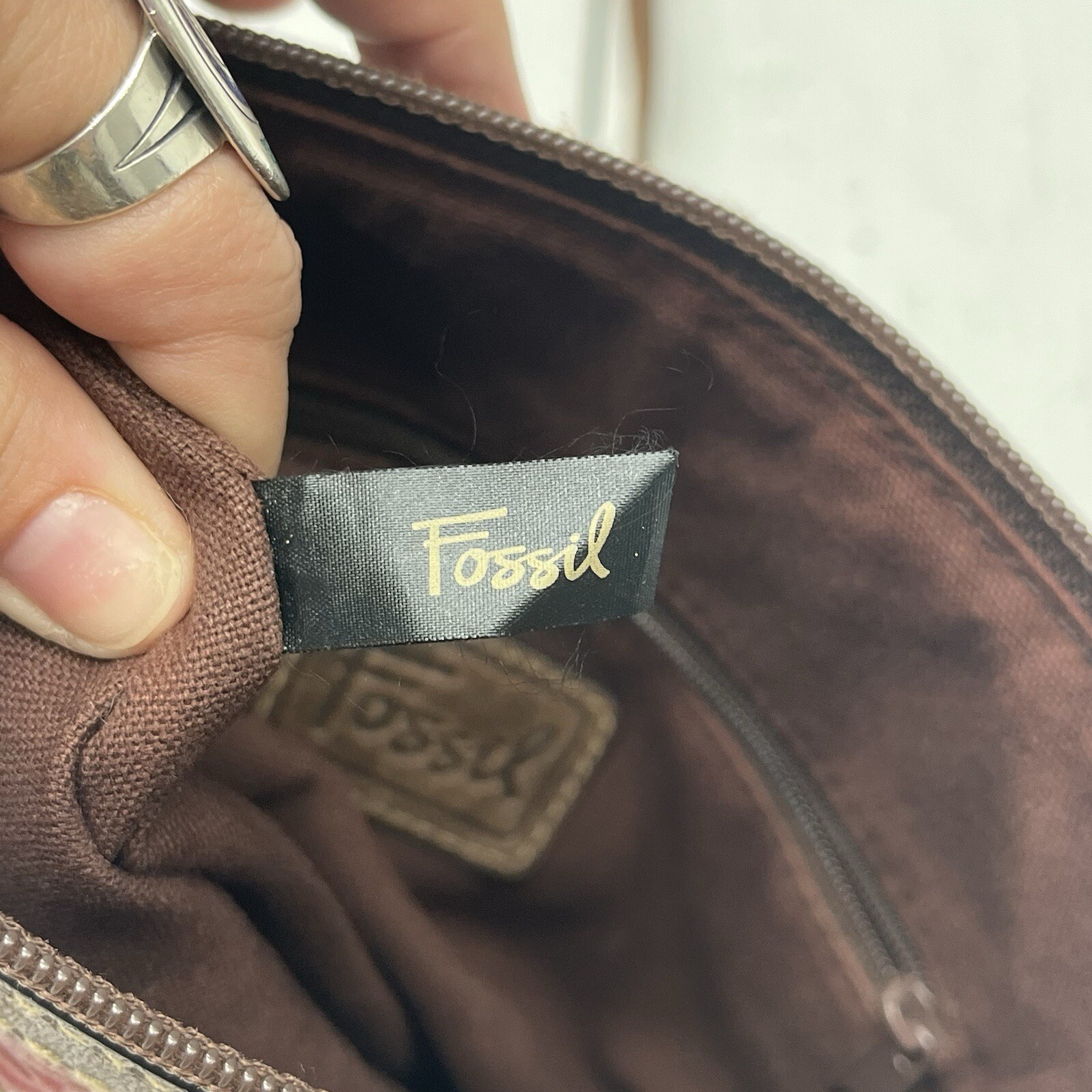 Fossil Multicolor Patchwork Suede with Tooled Flo… - image 11