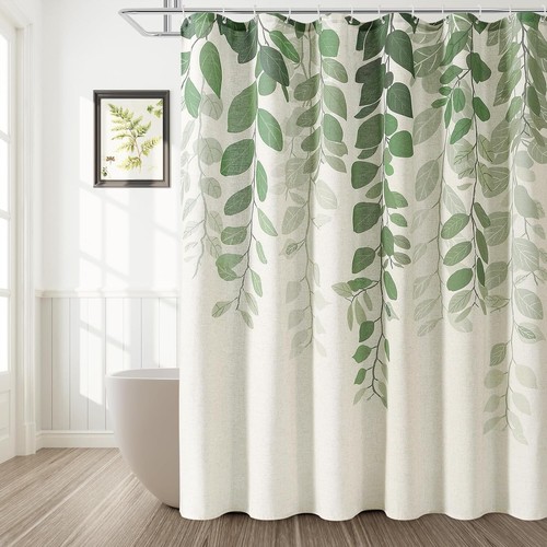 Cortina de Ducha 72x84 Ojal - Hojas de Eucalipto Verde para Baños Rústicos - Imagen 3 de 8