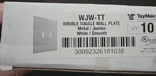 10 PACK  TAYMAC WJW-TT 2-Gang 2-Toggle Metal Wallplate Jumbo  White Smooth