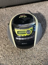 Sony Psyc CFD-E90 CD/Radio/Cassette Mega Bass Boombox w/Power Cord Tested Works