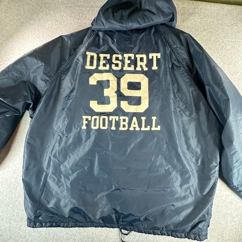 Vintage 60s Champion Navy Nylon Coach Jacket Desert 39 Football Made USA XL image 12