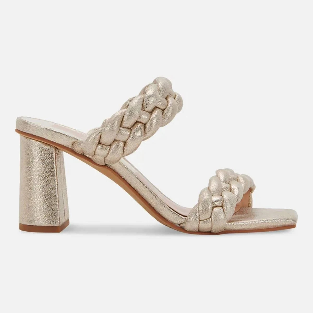 Dolce Vita Paily Heels Metallic Stella Suede Sandals Women 9.5 Gold Braided NIB
