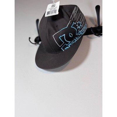DC Shoes Flexfit Hat Charcoal Grey Blue Logo Flat Brim Cap ADYHA00162 L/XL NEW