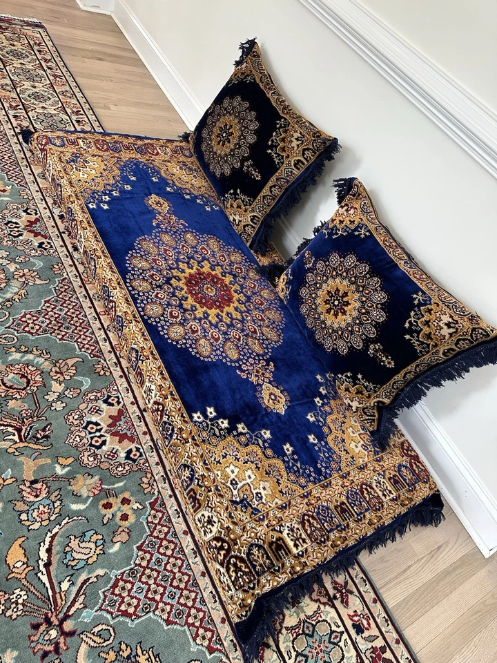 Fundas Toshak afganas, sofá de piso árabe, cojín de piso turco, cala Toshak azul Foto 2 de 4