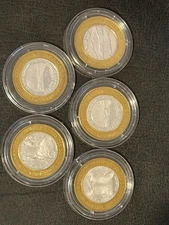 5pc .999 Silver $10 Casino Tokens Hoover Dam Colorado River 2005 Lot