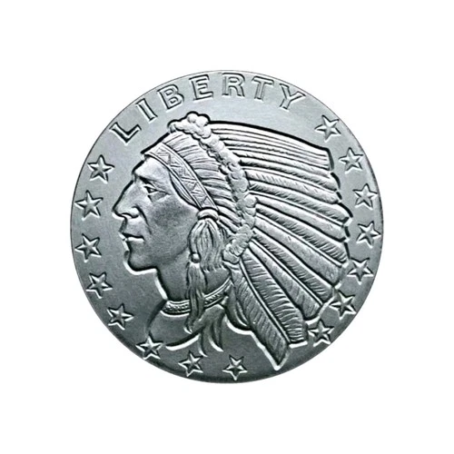 Incuse Indian Silver Round, Golden State Mint, 1oz .999, BU, Lot of 2