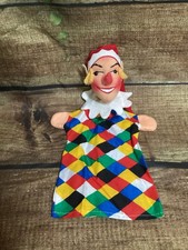 Vintage German Kersa Pretend Play Felt Hand Puppet Multi Colored Jester