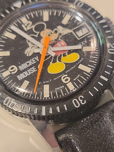 Vintage Mickey Mouse Bradley Wrist Watch Date Display Swiss Made - Works! - Picture 4 of 10