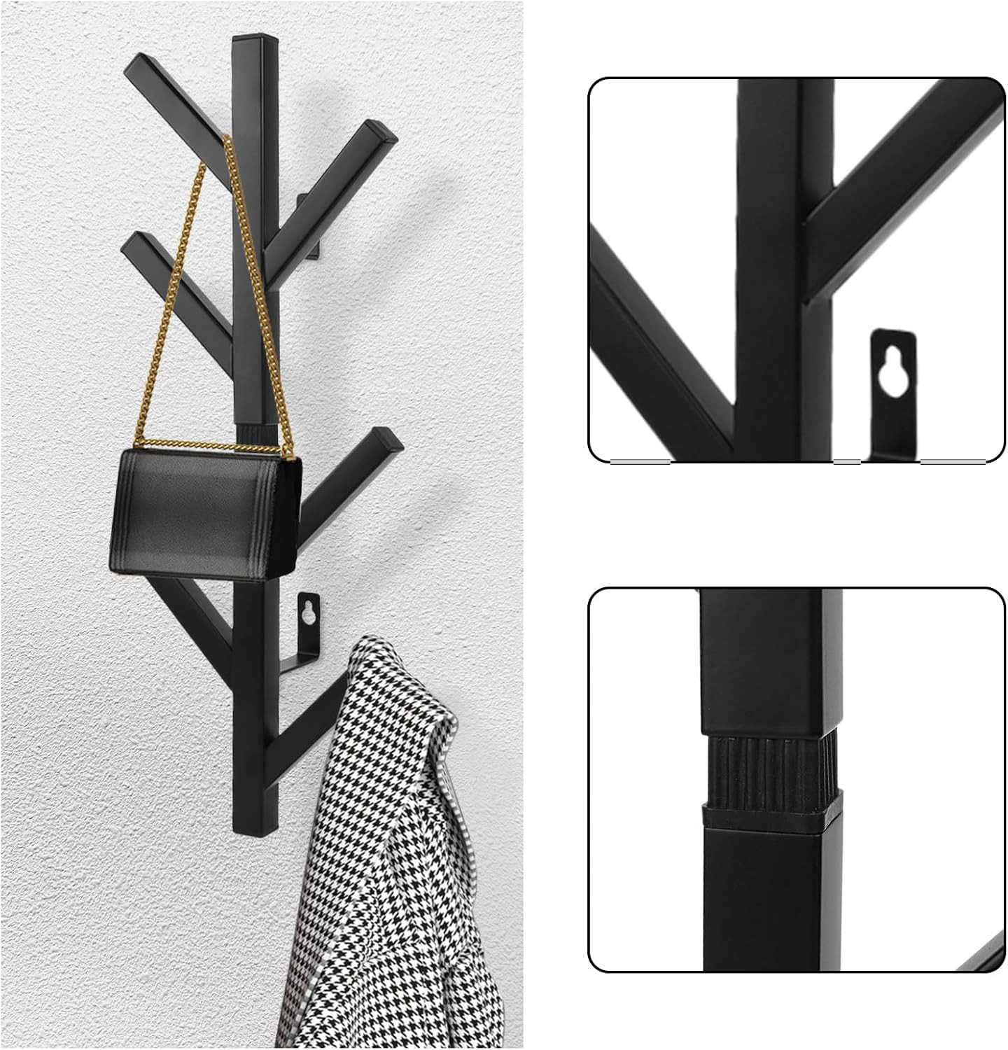 Trade Shop - Attaccapanni Appendiabiti Piantana In Metallo Ganci Moder Nero 45x170cm 756658
