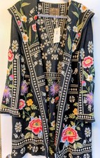 JOHNNY WAS BIYA Hooded "Lilla" Duster Cardigan Sweater, Sz M, Embroidered 495