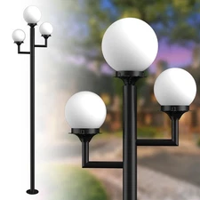 79'' Outdoor Post Lights Waterproof, Triple Head Street Light Pole Lamp for O...